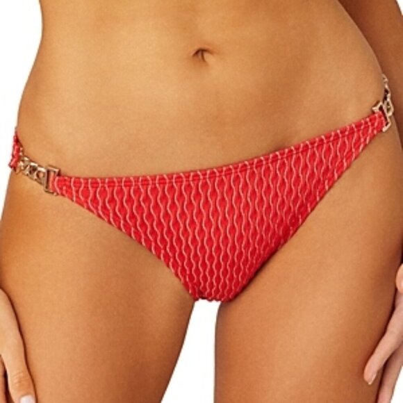 Shoshanna Metallic Print Chain Swim Bikini Bottom Women's Size M Red - Picture 2 of 3